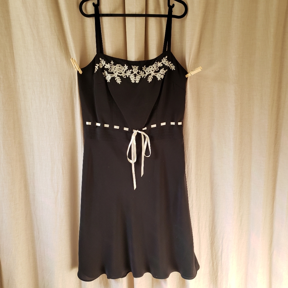 Ann Taylor LOFT black embroidered slip dress